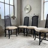 Set of 4 black lacquer chairs