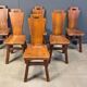 Vintage oak brutalist chairs, 1970s set of 6