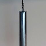 Extendable chrome ball pendant light.