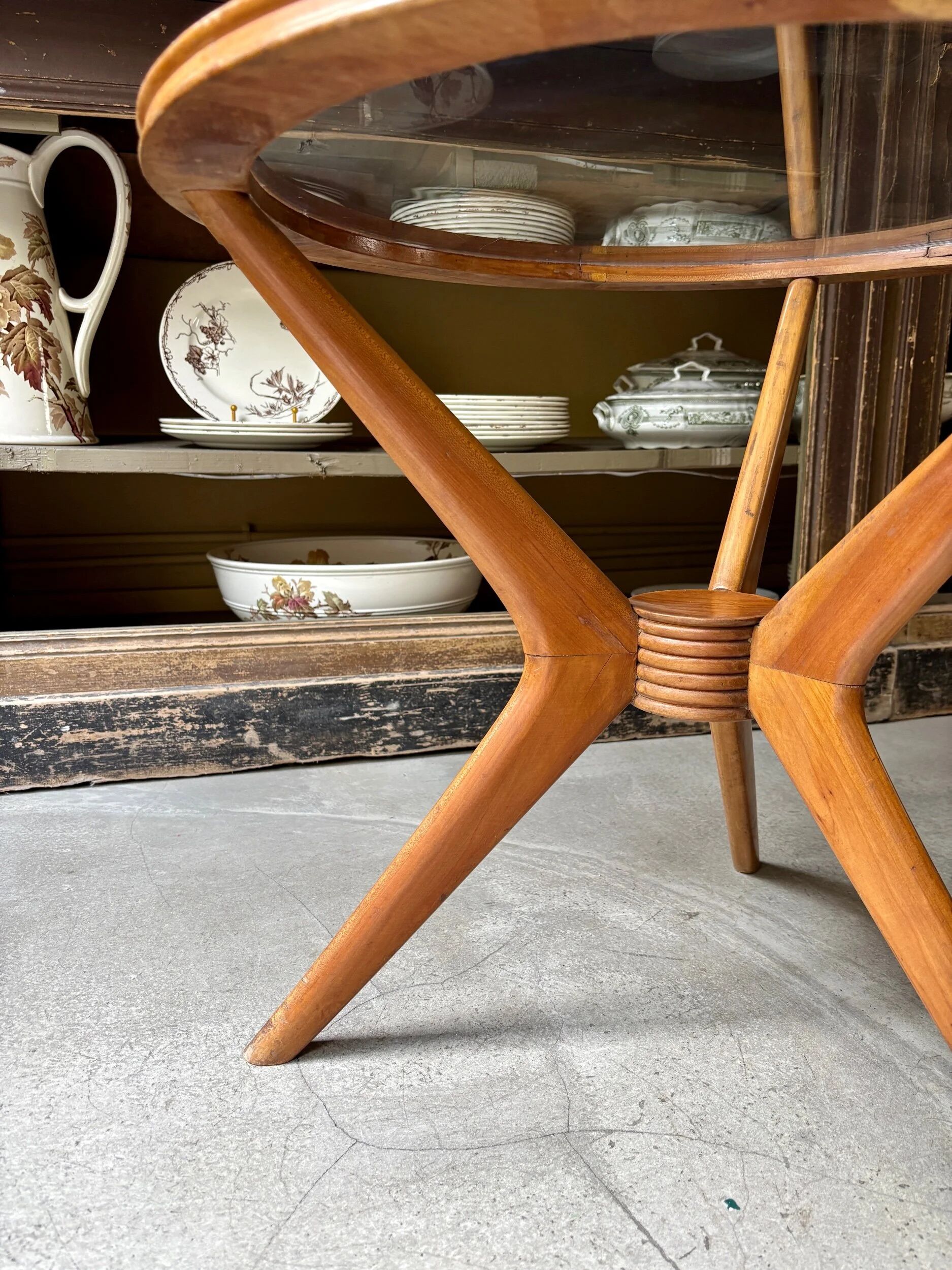 Table basse, d'appoint en bois et verre ⌀ 61 cm