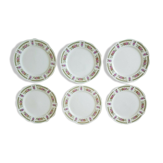 6 flowery dessert plates