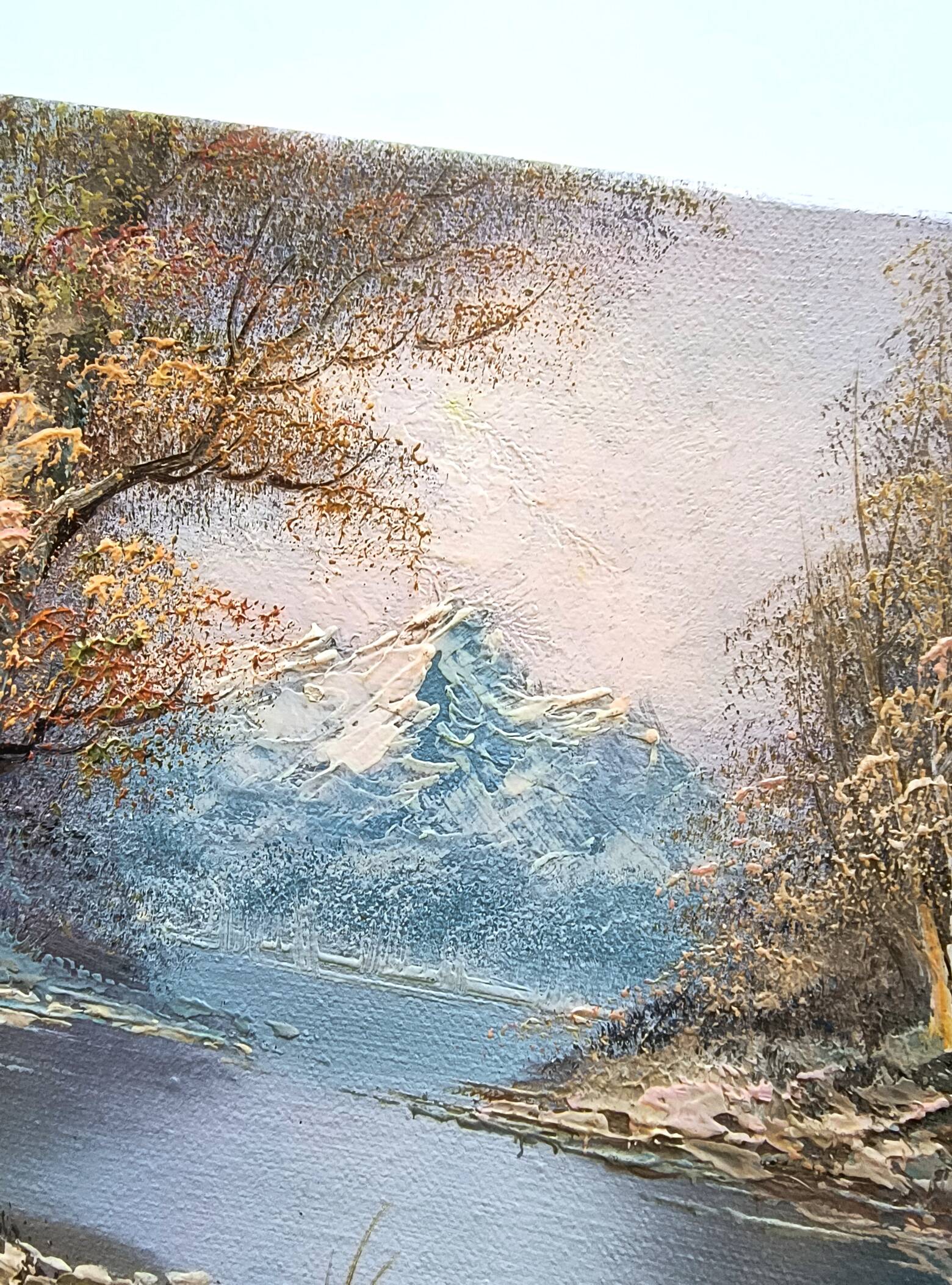 Antique oil painting – Lakeside – nature and tranquility