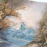 Antique oil painting – Lakeside – nature and tranquility