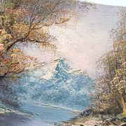 Antique oil painting – Lakeside – nature and tranquility