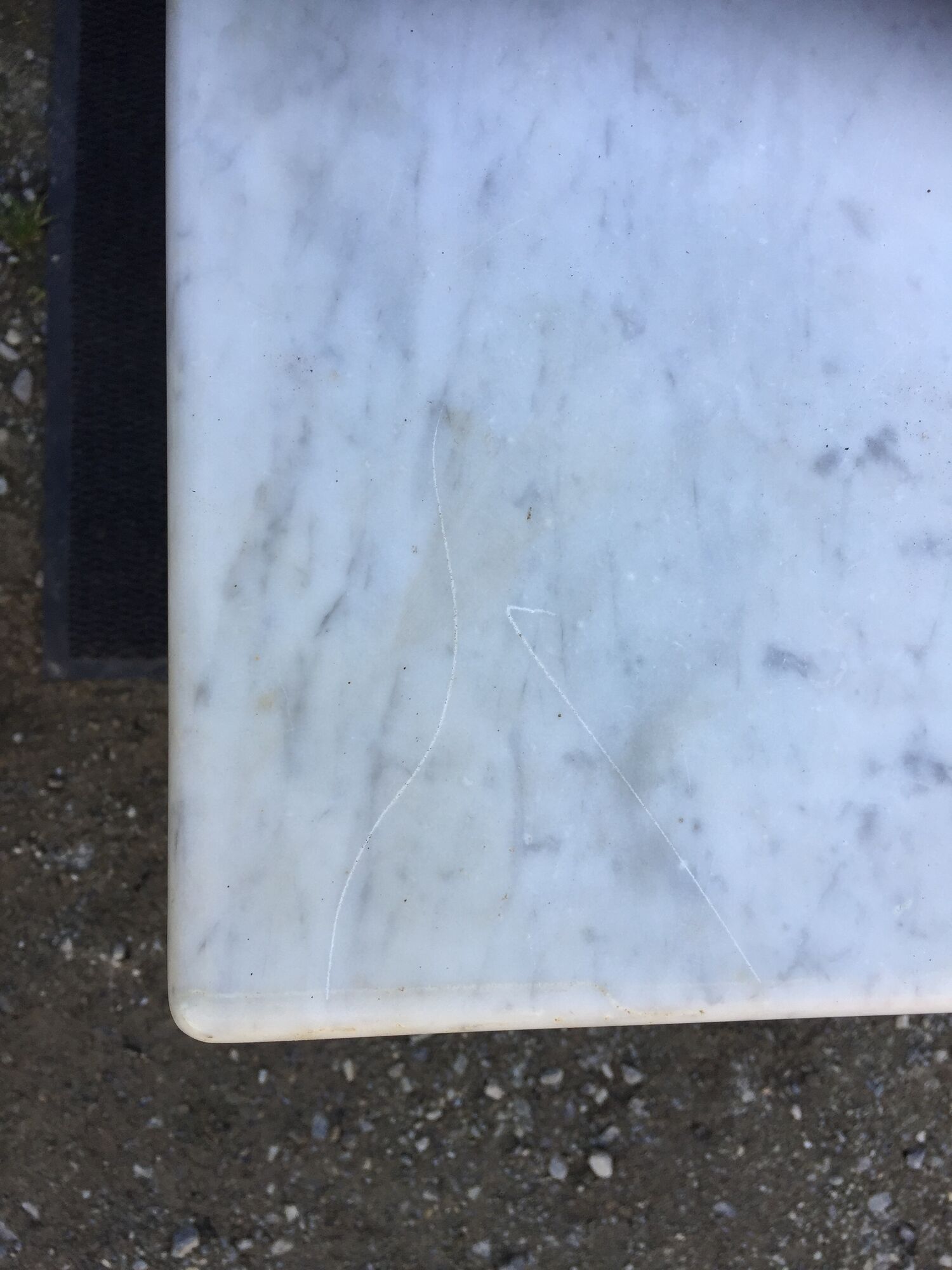 Vintage table with square chrome tubular metal base and marble top with 1 drawer.