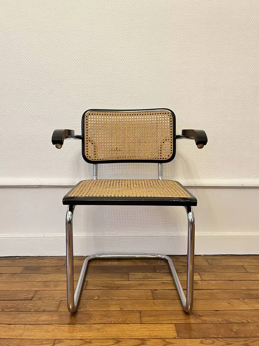 Cesca b64 black armchair by marcel breuer