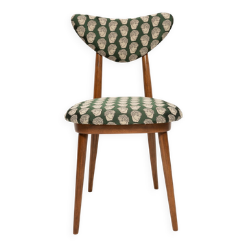 Impression David Midcentury in Emerald Satin, Heart Chair in Walnut Wood, Europe, 1960s