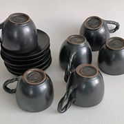 Set of six cups and their saucer in ceramic Monica Ceram Vallauris.