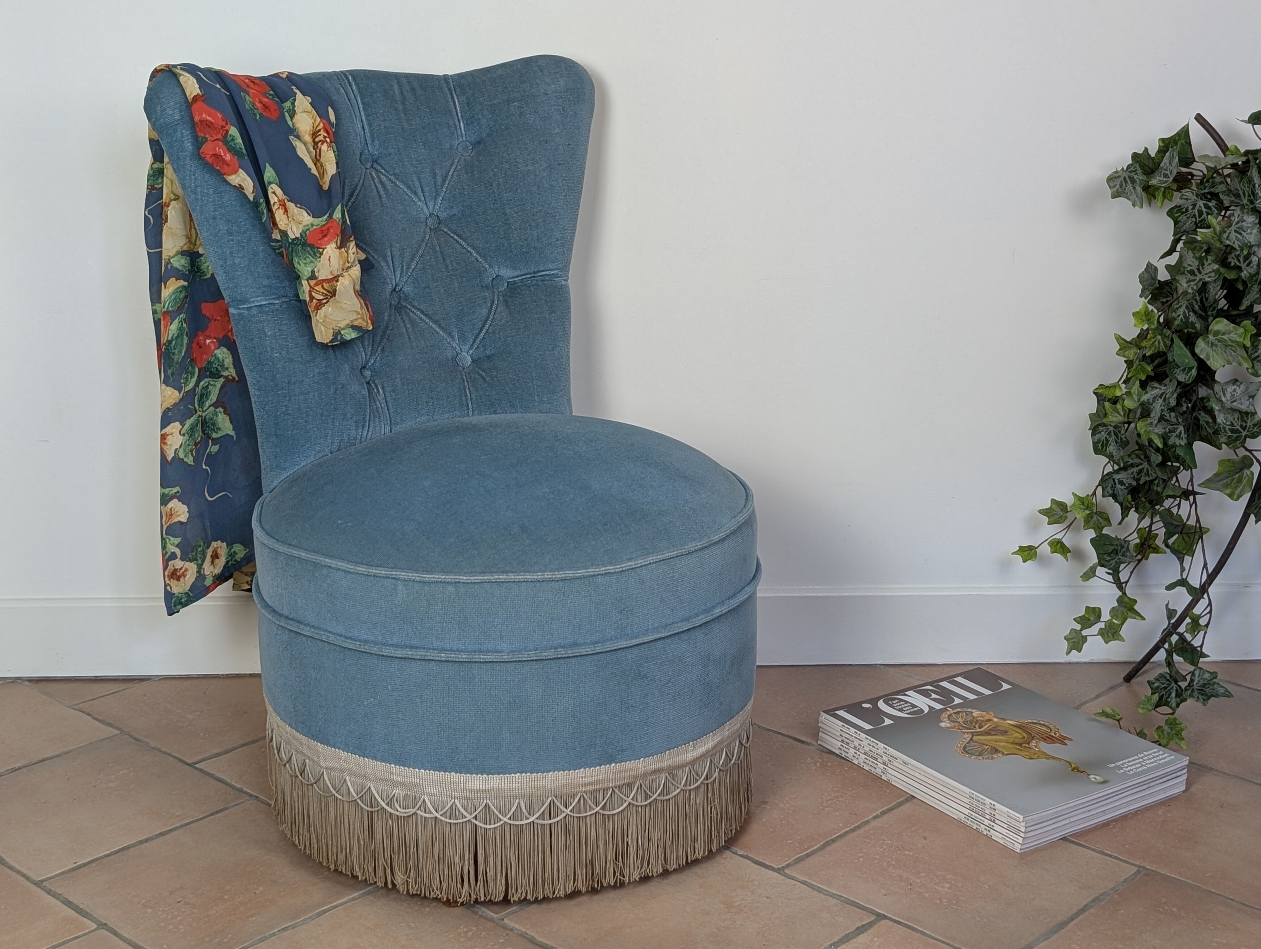 Fauteuil crapaud en velours