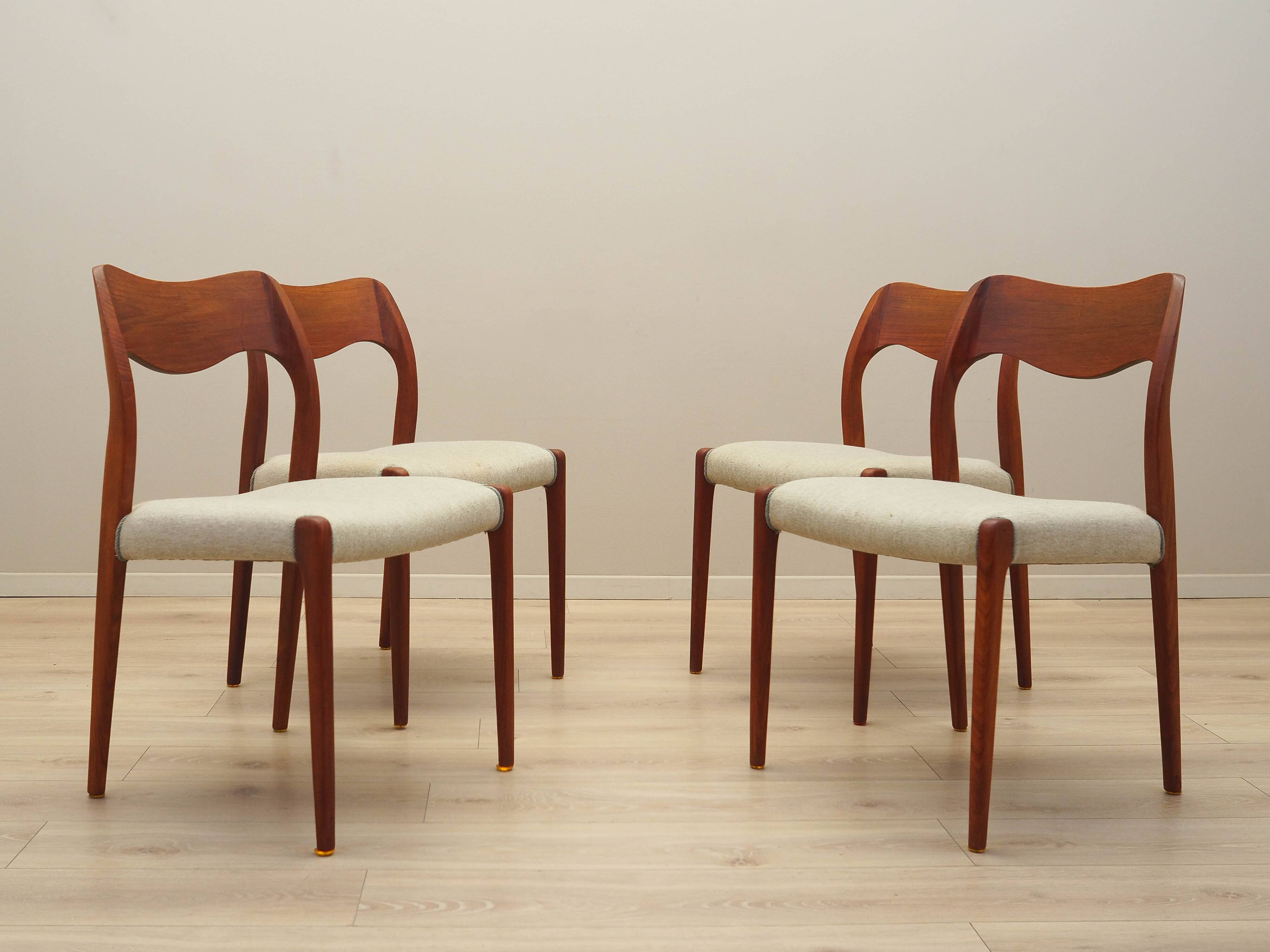 Set of four teak chairs, Danish design, 1960s, designer: Niels Otto Møller