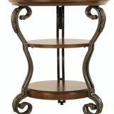 Traditional Dark Brown End Table with 3 Fixed Shelves