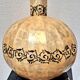 Large mother-of-pearl vase with arabesque decoration, vintage design.