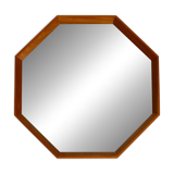 Very nice 1960s octagonal teak wall mirror | 45cm