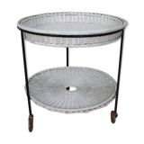Rattan table on wheels, 1960s.