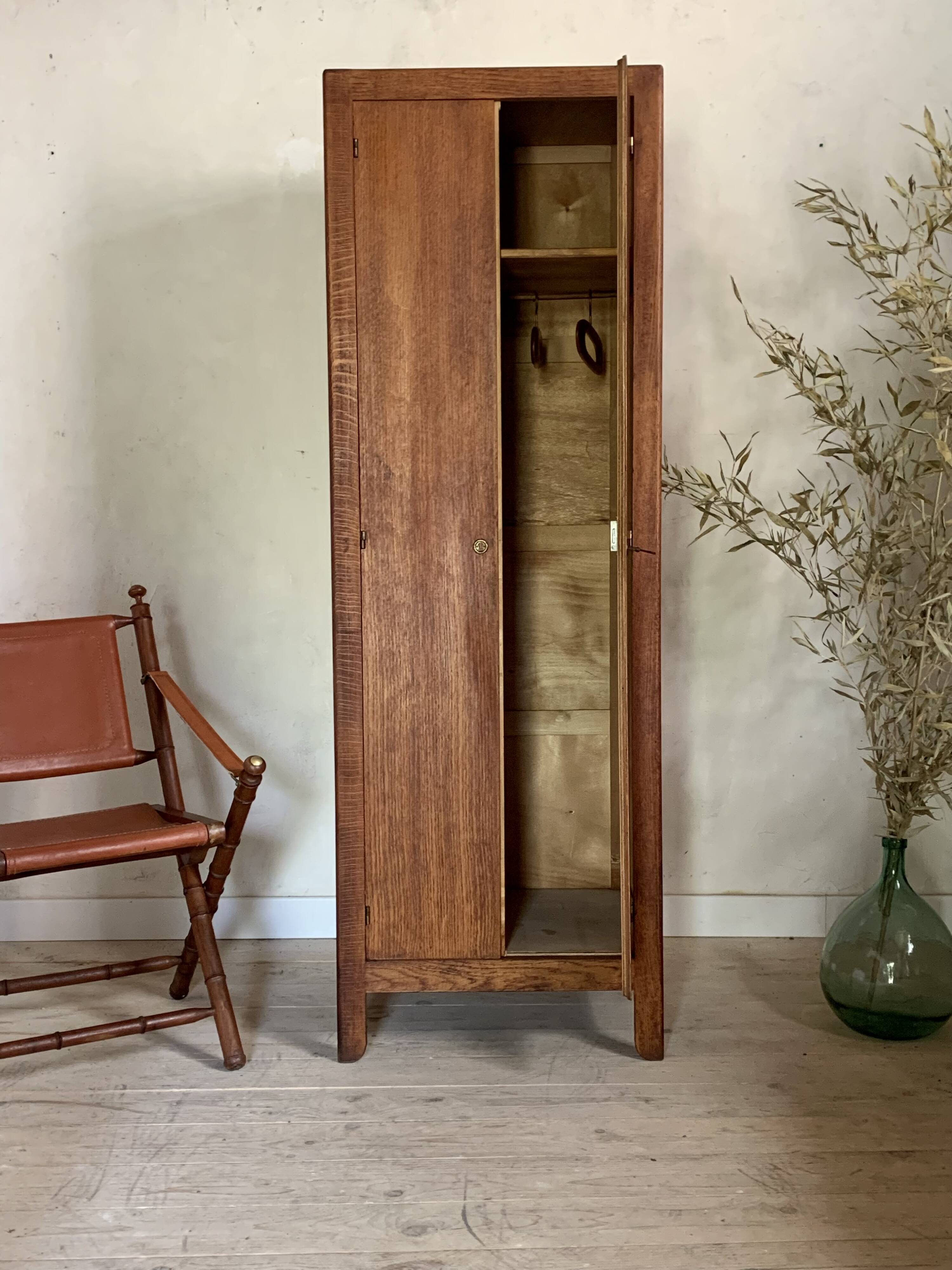 Vintage Parisian oak wardrobe