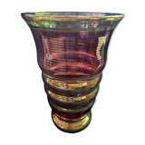 art deco vase in fuchsia & gold glass cira 1930 - belgian glassware (boom/doyen/laeken)