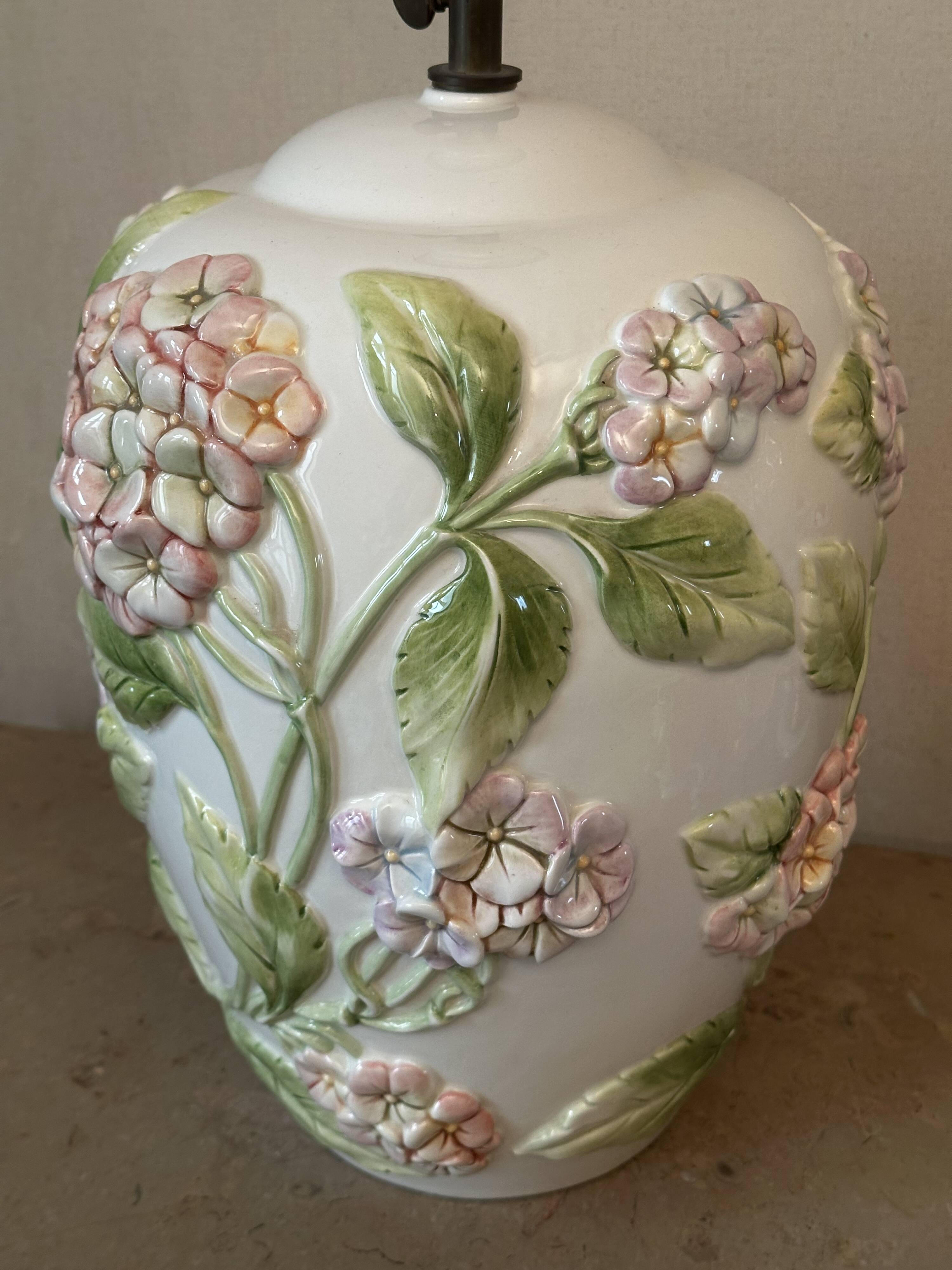Chaumette Model Hortensias Lamp Base - Barbotine H 40 cm