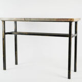 Console art moderne acier peint et marbre