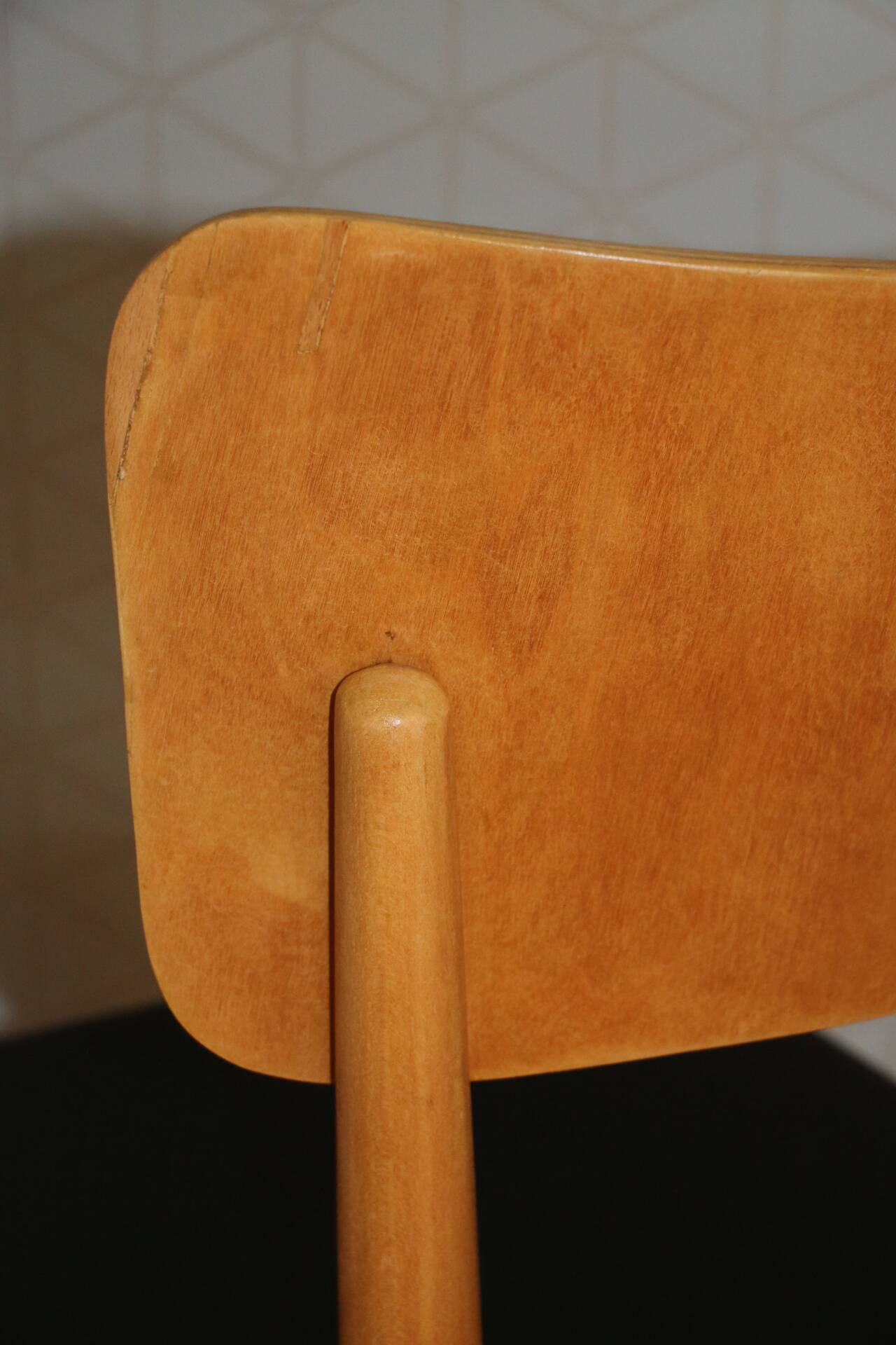 5 baumann chairs with large backs in black faux leather.