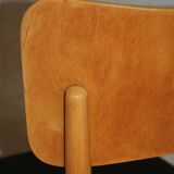 5 baumann chairs with large backs in black faux leather.