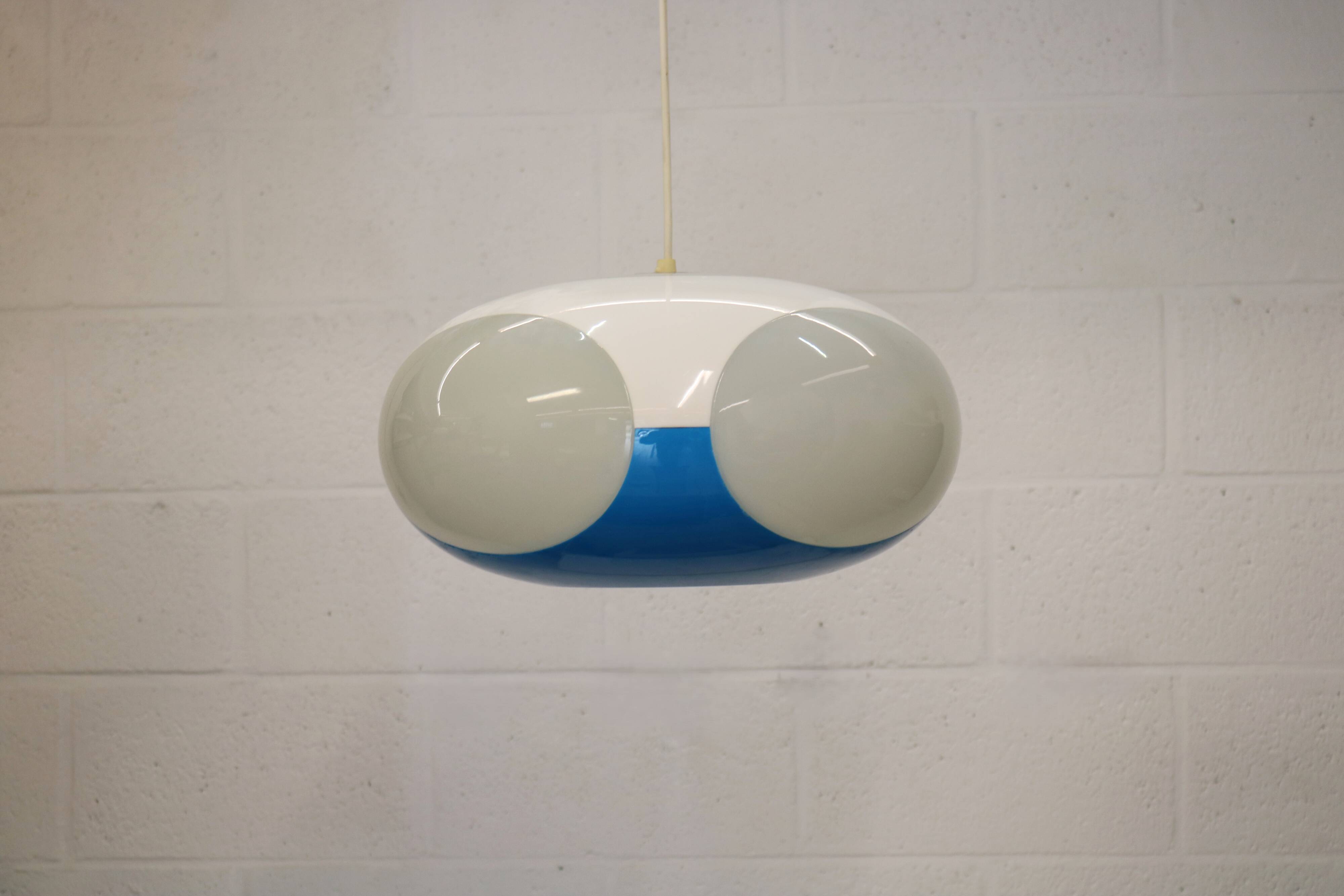 Unique Space age bug eye ufo lamp *** Massive Belgium *** blue and white