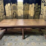 19th century oak farmhouse table with parquet flooring