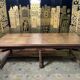 Table de ferme en chêne parqueté XIXeme