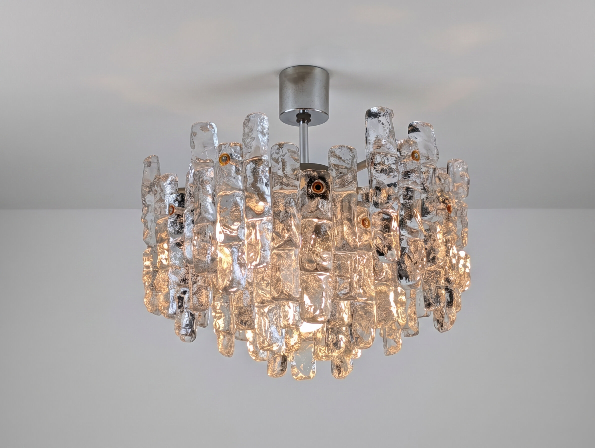 Kalmar Ice Glass chandelier, Austria, 1970s