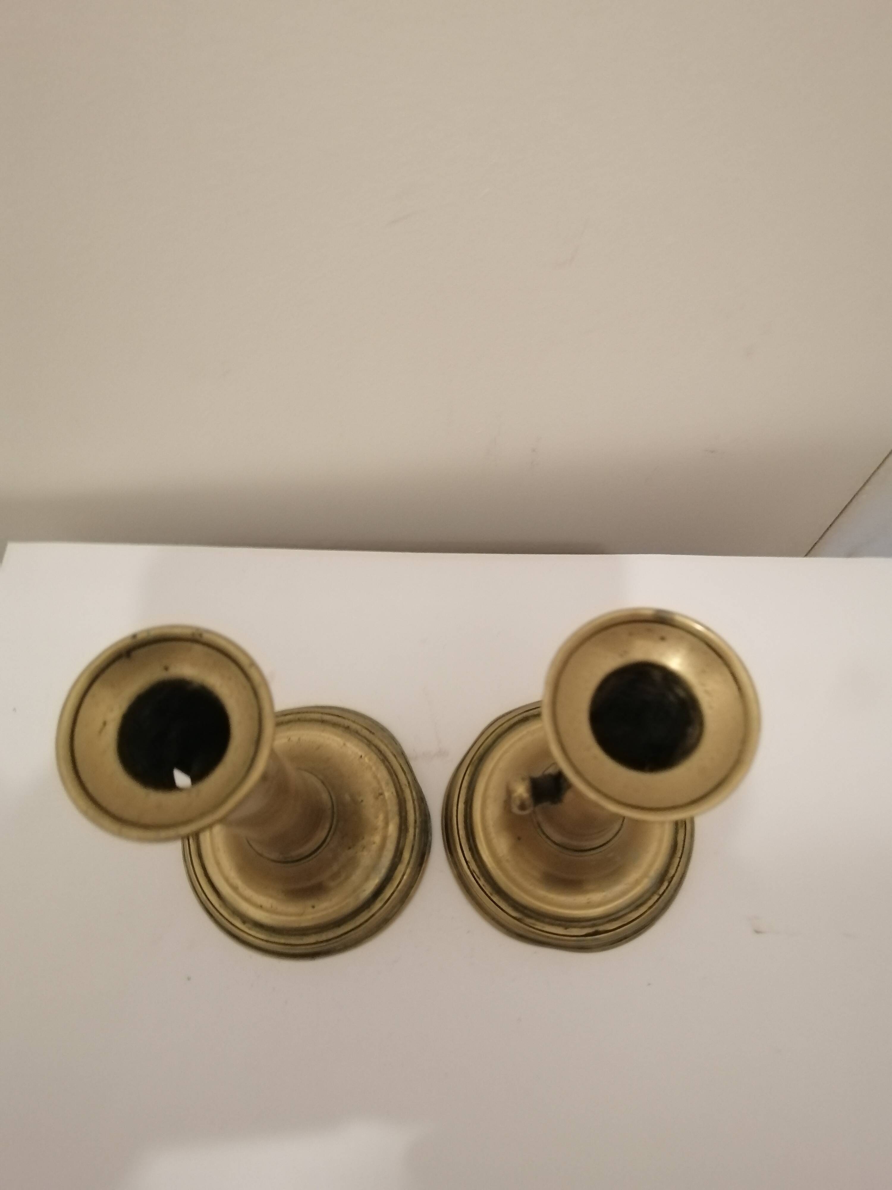 Two vintage copper candle holder