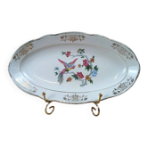 Antique oval plate Kg Lunéville – bird & golden flower decoration