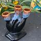 Soliflore for 3 flowers in flamed and vintage glazed ceramic