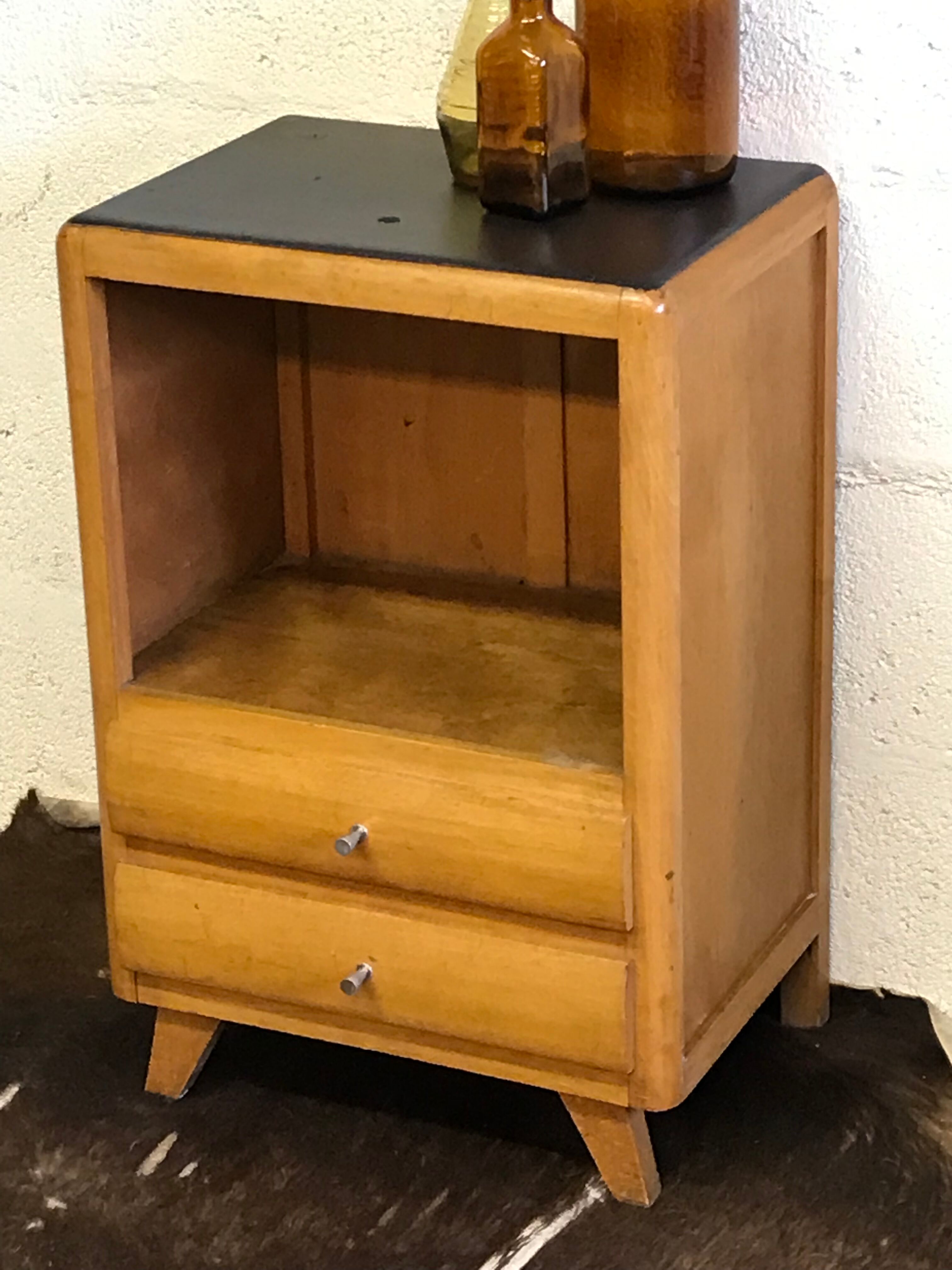 Scandinavian bedside wooden blond & compass feet