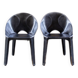 Sedie Lira e Liuto in pelle nera di Mario Bellini per Cassina 1989