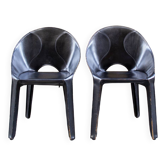 Sedie Lira et Liuto en peau noire de Mario Bellini pour Cassina 1989