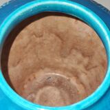French art deco pottery turquoise vase and cover