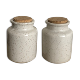Duo de pots avec couvercles en grès blanc