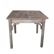 Rustic Thonet table in brown beech, circa 1920, with slatted top and turned legs.