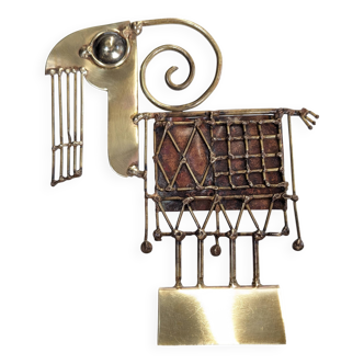 Brutalist sculpture "Goat" in welded brass and copper by Jarc circa 1970