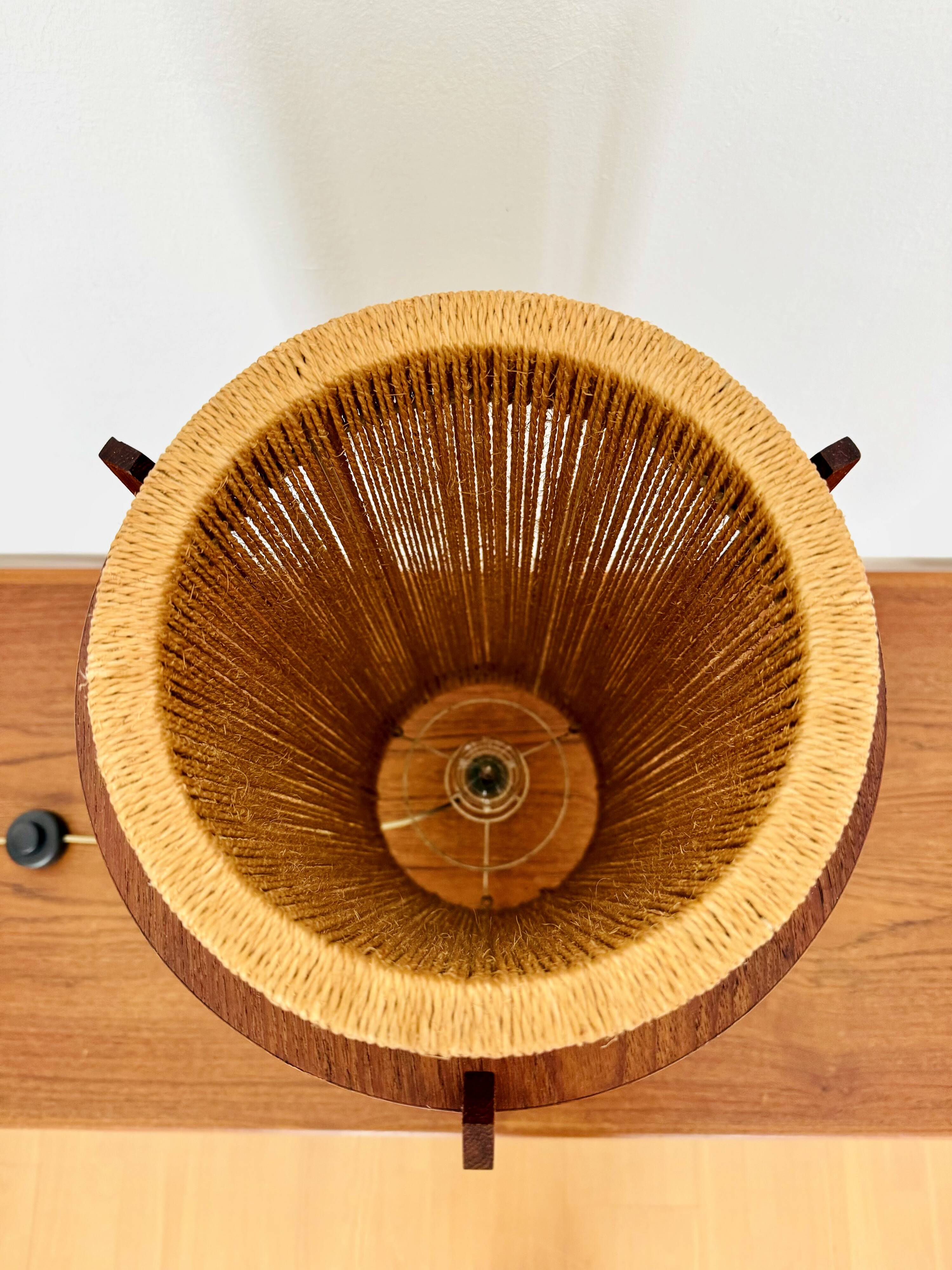 Danish Sisal and Teak Floor or Table Lamp by Ib Fabiansen for Fog and Morup