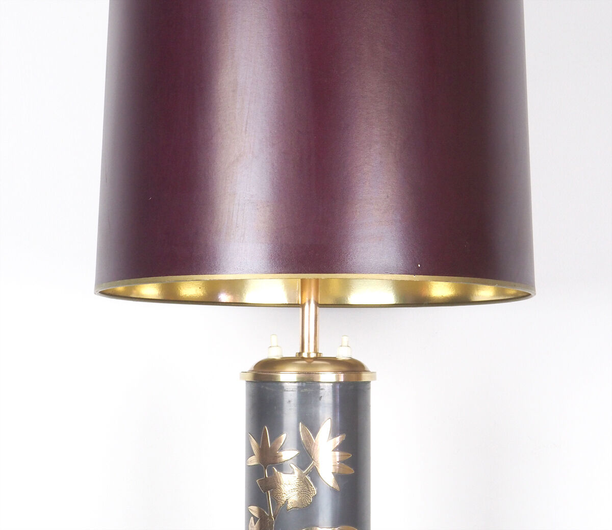 Set of 2 Chinese vintage table lamps with bamboo decor