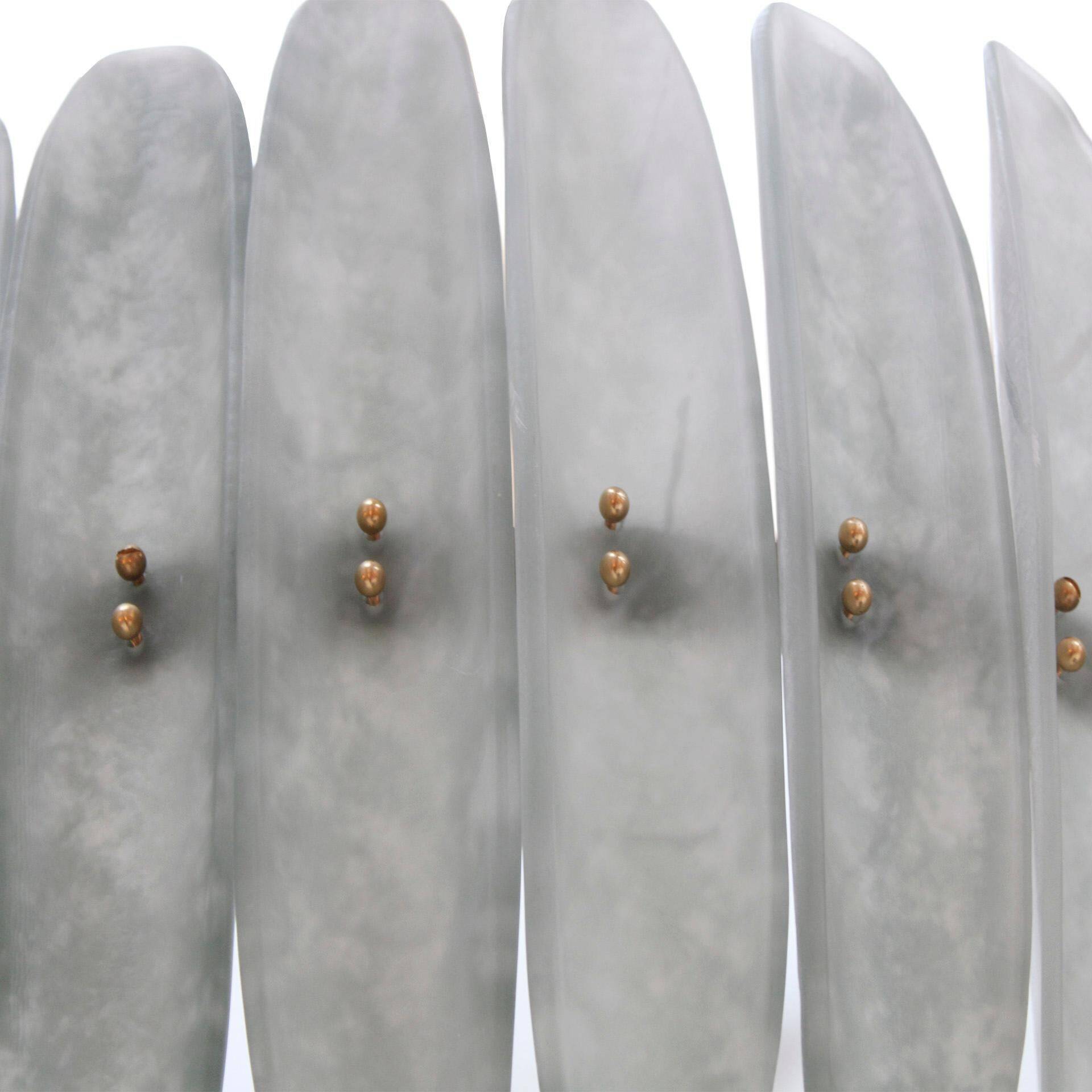 Modern Brass and Murano Glass Chandelier, Mid-Century Style, Italy