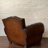 French Leather Club Chair, Havana Mustache Model, with Cuban Cigar Arms, Circa 1930's