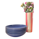 Lot de 6 assiettes creuses bleues