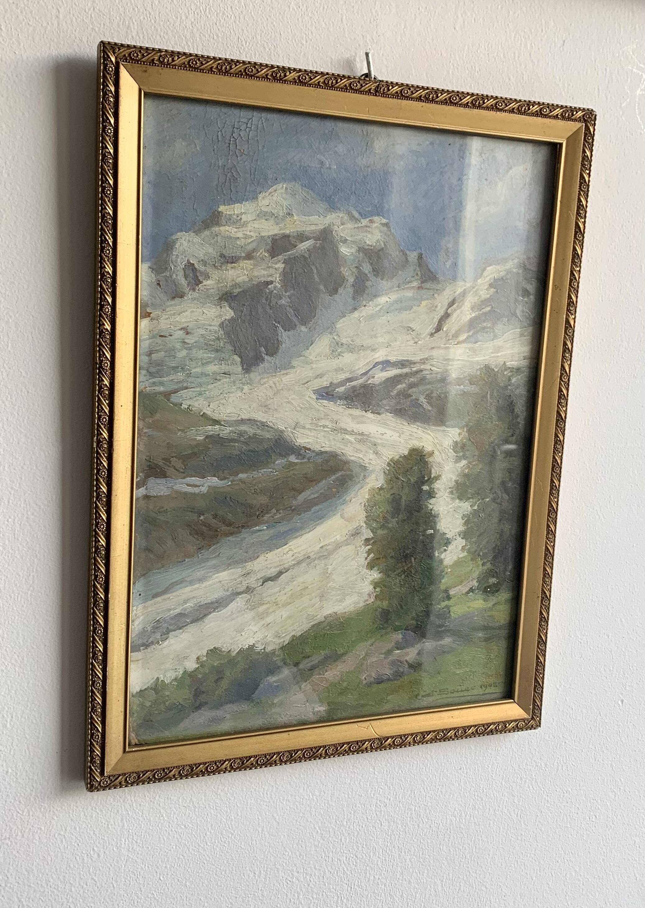 Original Oil Painting – Alpine Landscape, 1908