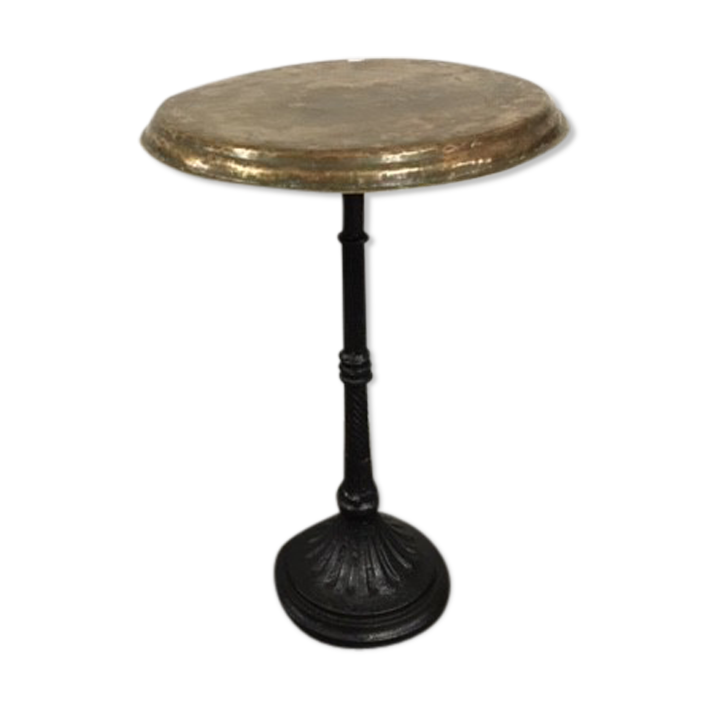 Old foot cast-iron bistro and brass round tray