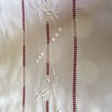 Drap lin ancien brodé main avec monogramme t d 226 cm x 324 cm