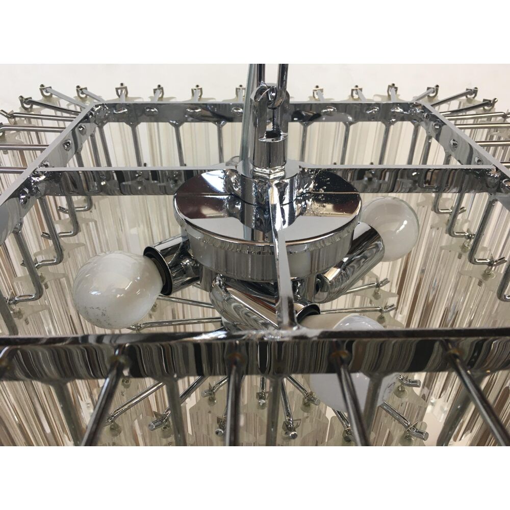 Clear quadriedro murano glass squared chandelier