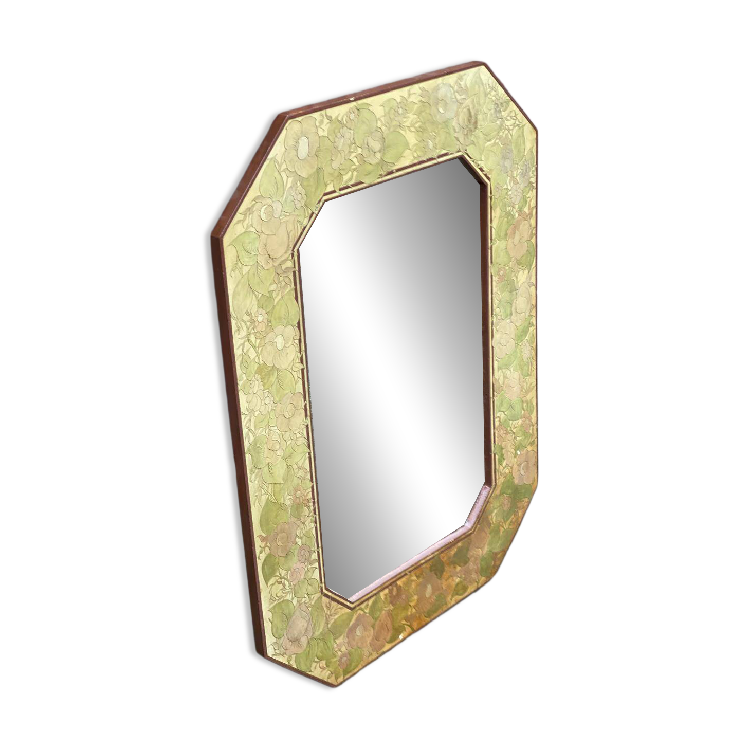 Vintage octagonal mirror from the 80s, 70x50cm.