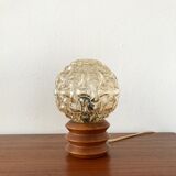 Vintage wooden lamp and glass globe