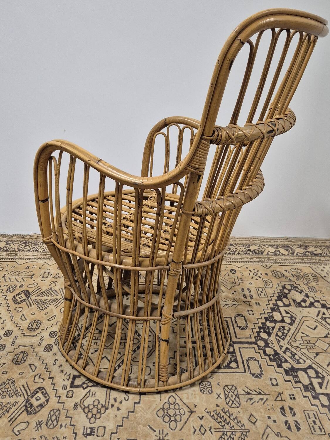 Fauteuil en Rotin Bambou vintage 1950s design -H85cm